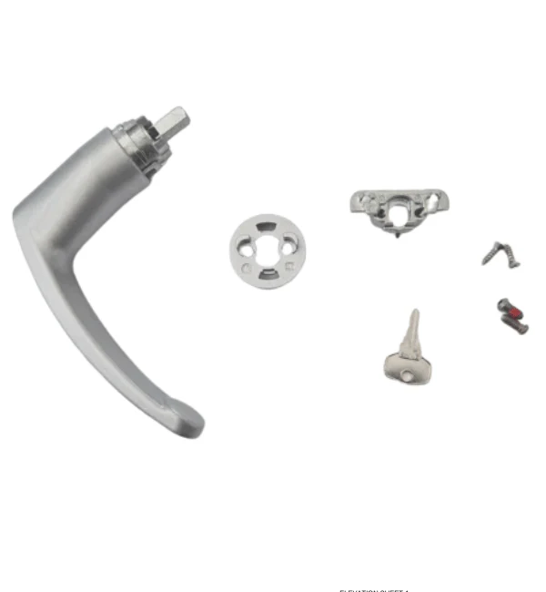 GENUINE KAWNEER tilt and turn handle with rosette, key and fixing - Image 4